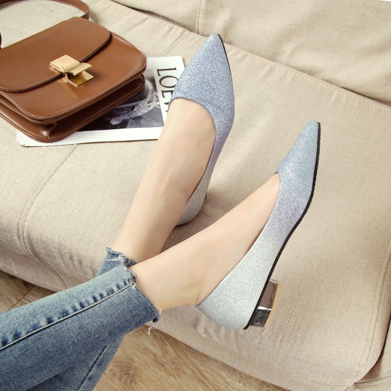 Women's Fashion Gradient Color Low Heeled Flat Shoes