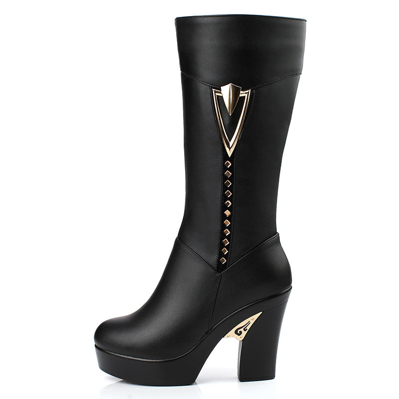 New Leather Women's Warm Cotton Boots