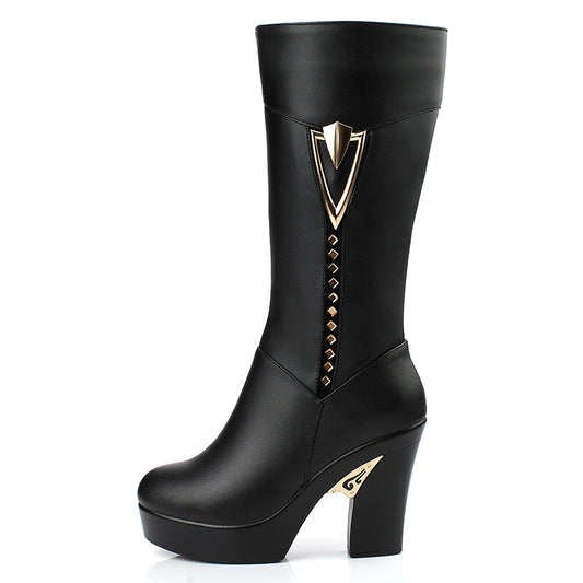 New Leather Women's Warm Cotton Boots