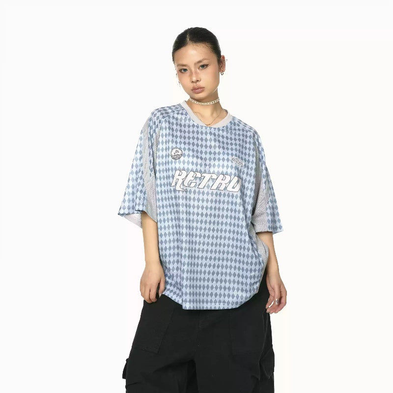 Rhombus Sports V-neck T-shirt Women's Summer Loose All-match Casual