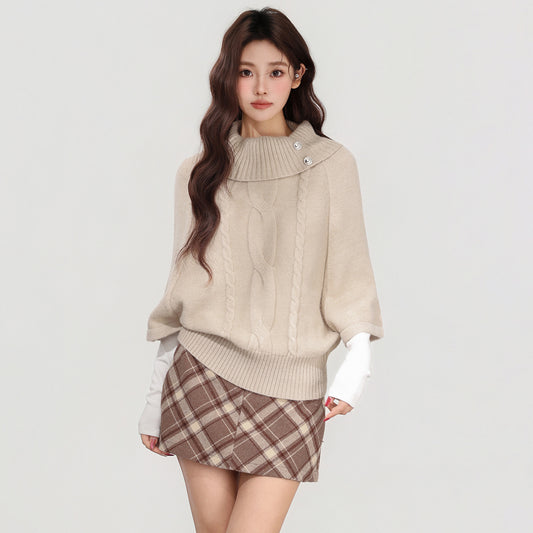 Women's High-neck Short-sleeve Sweater
