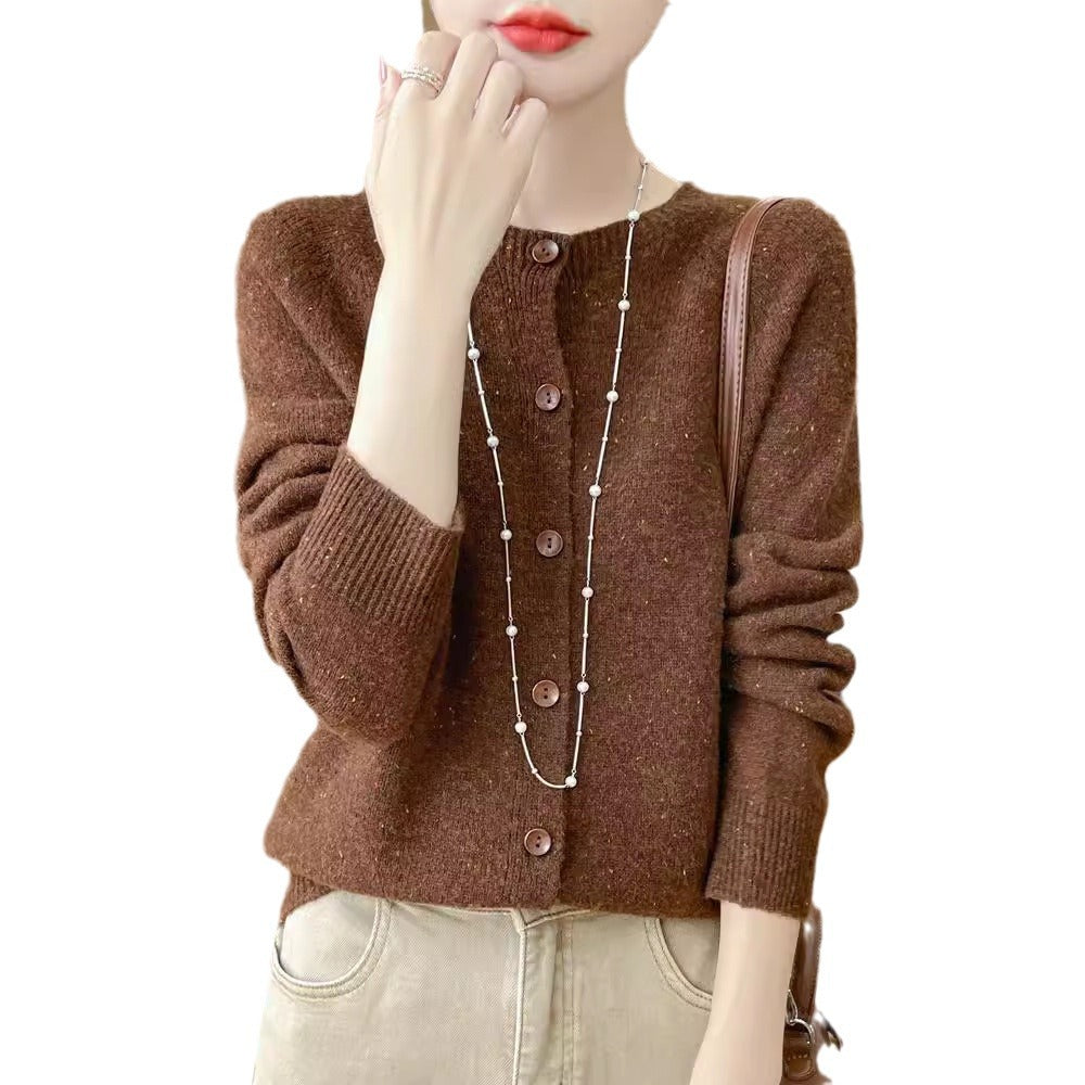 Women's Pure Wool Sweater Loose Round Neck Fashion Coat