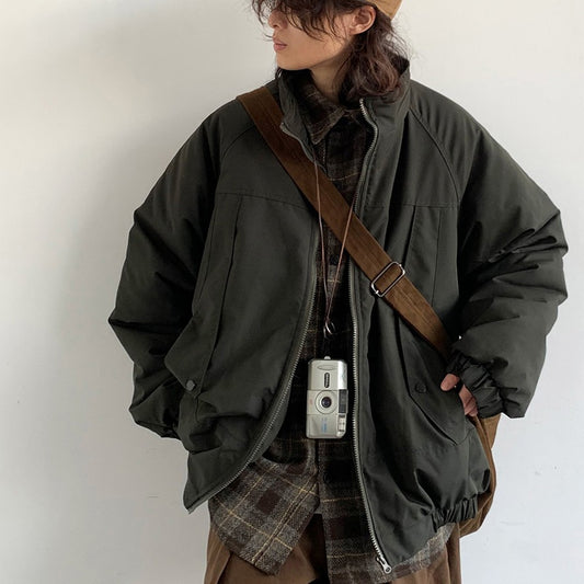 Vintage Personalized Cut Solid Color Cotton Jacket