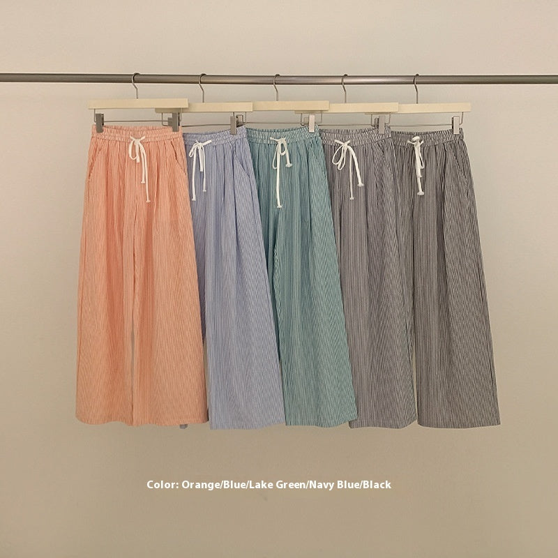 Women's Korean-style Striped Casual Pants Loose Straight Wide Leg