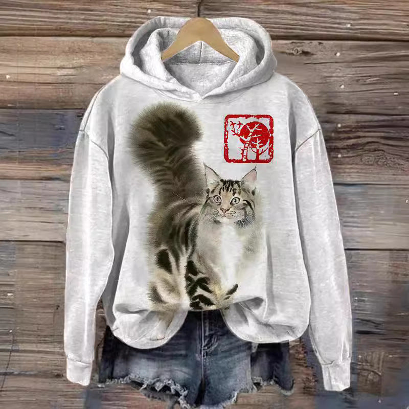 Digital Printing Men's Hoodie Heartbeat Pattern Hooded Sweater
