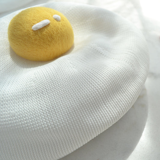 Thin Breathable Cute Poached Egg Beret