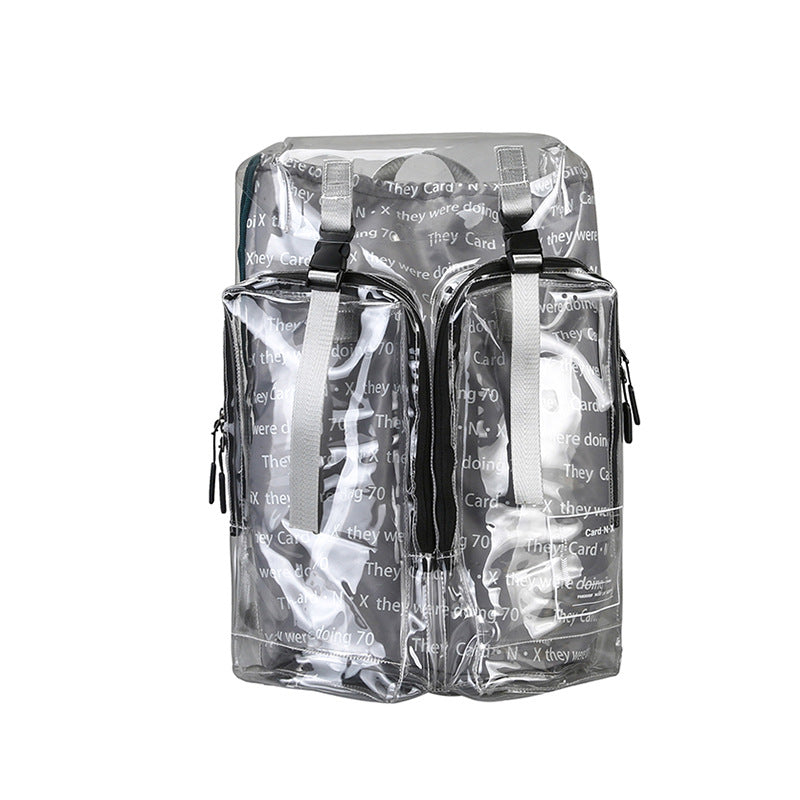 Transparent Colorful Motorcycle Letter Hong Kong Style Big Schoolbag Backpack