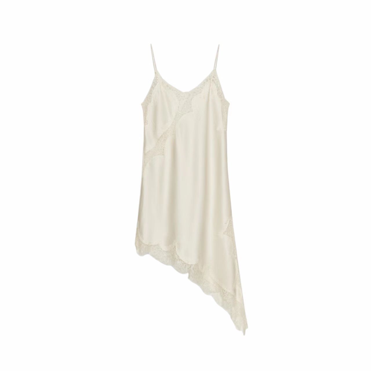 Women's Lace-trimmed Irregular Hem Dress