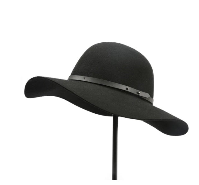 Vintage Wool Belt Big Brim Hat