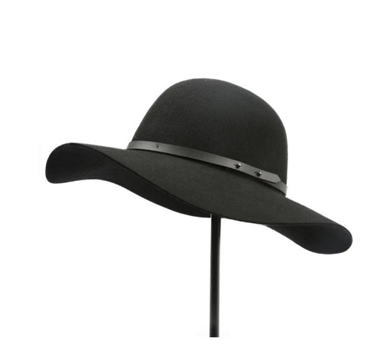 Vintage Wool Belt Big Brim Hat