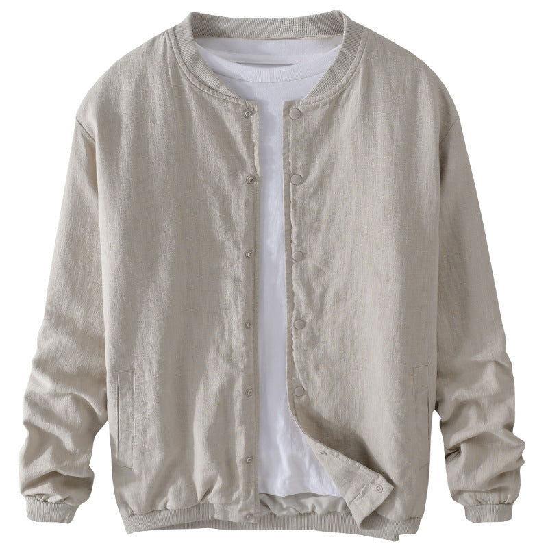 Linen Coat Stand Collar Men's Jacket