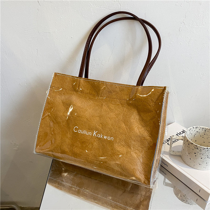 Kraft Paper Transparent Handbag Retro