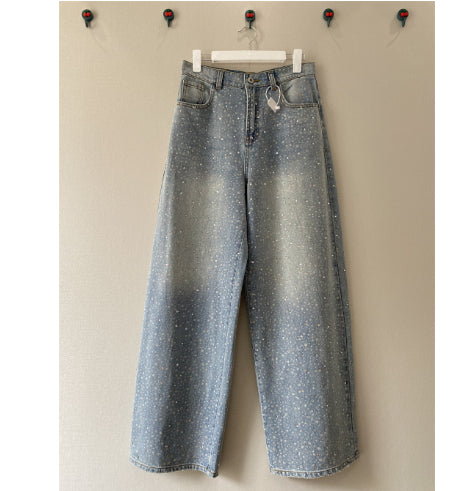Womens Stylish Distressed Jeans With Rhinestone Detailing