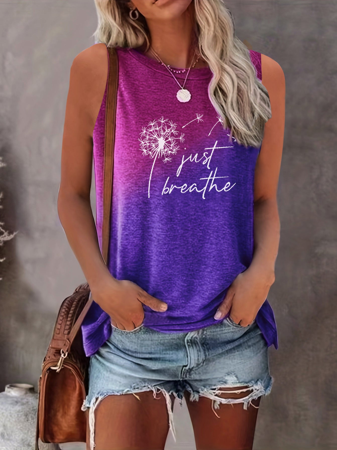 Simple Pu Gong Printed Sleeveless T-shirt