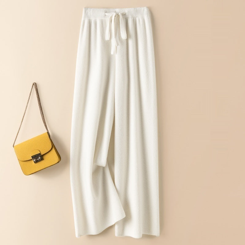 Thick Wool Wide Leg High Waist Drooping Mop Pants