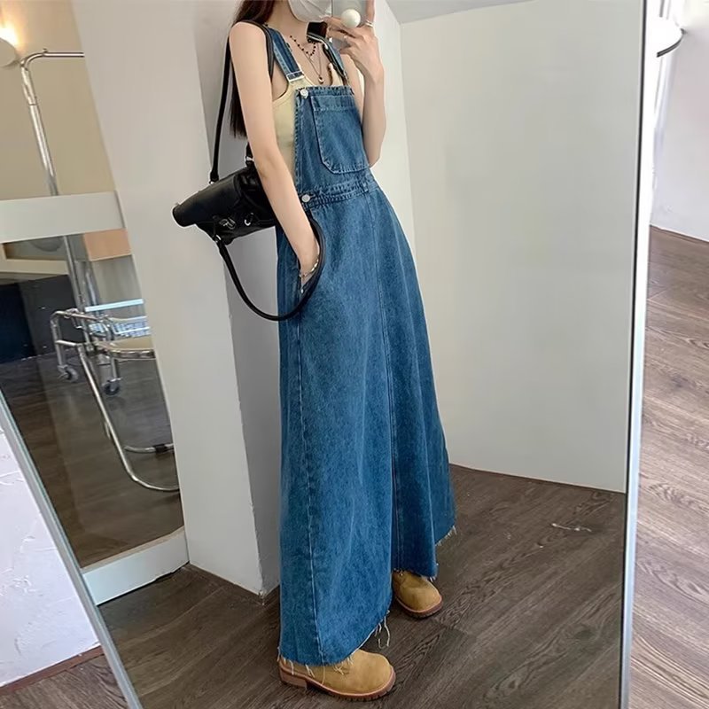 Womens Loose Slimming Denim Slip Dress