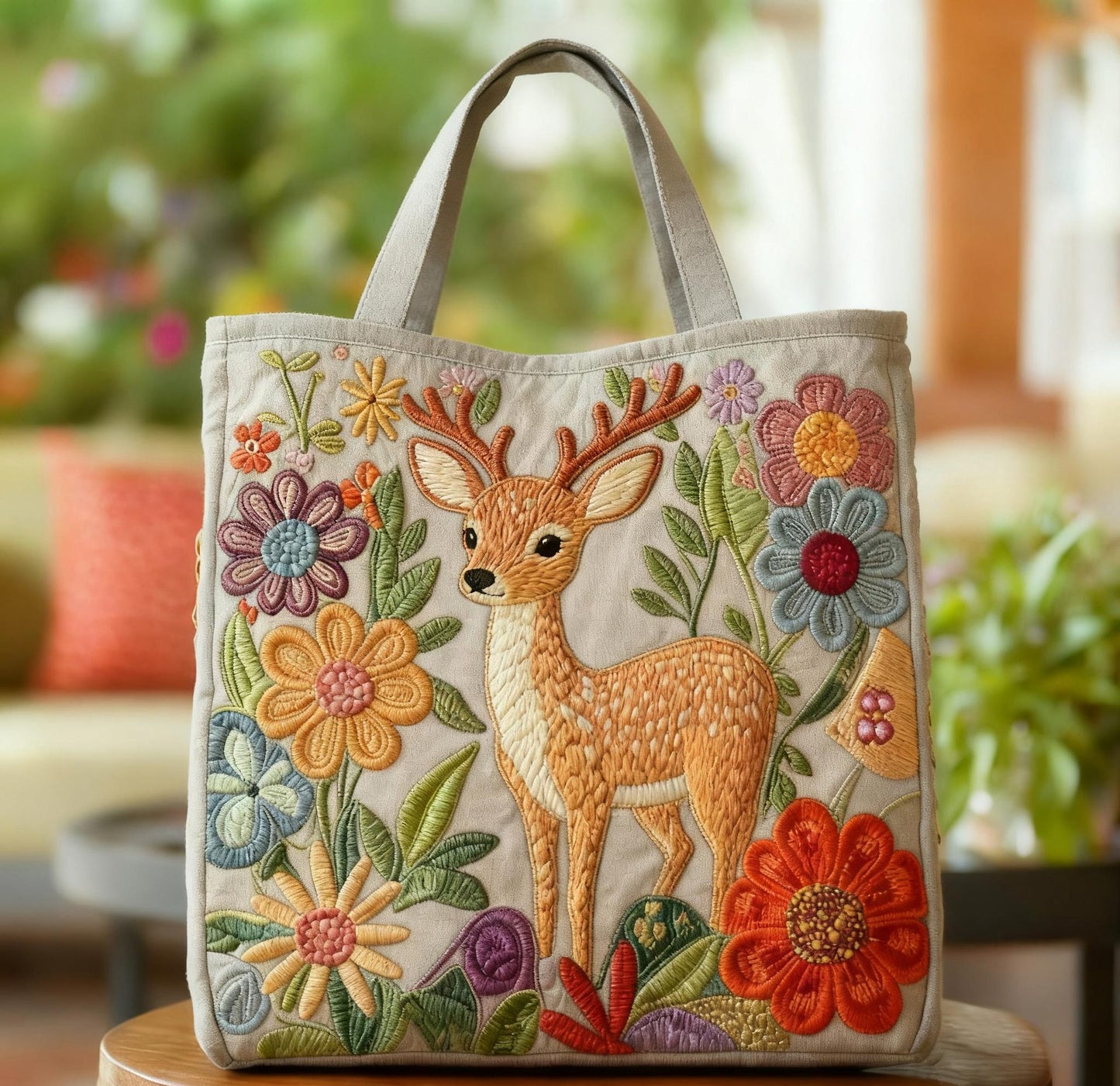 New Digital-print Tote Bag With A Personalized Floral Design In Canvas