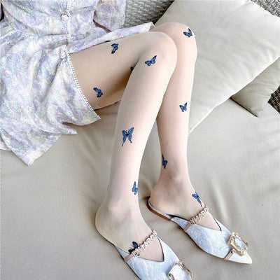 Butterfly Print Invisible Ultra-thin Skin Tone Stockings