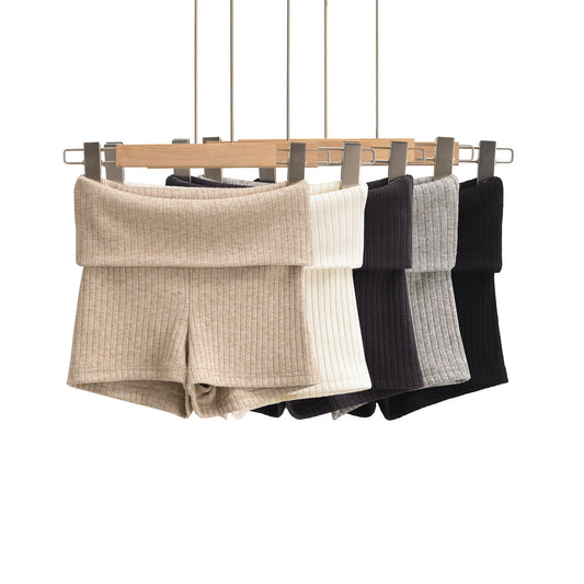 Sweet And Versatile Knitted Waistband Shorts