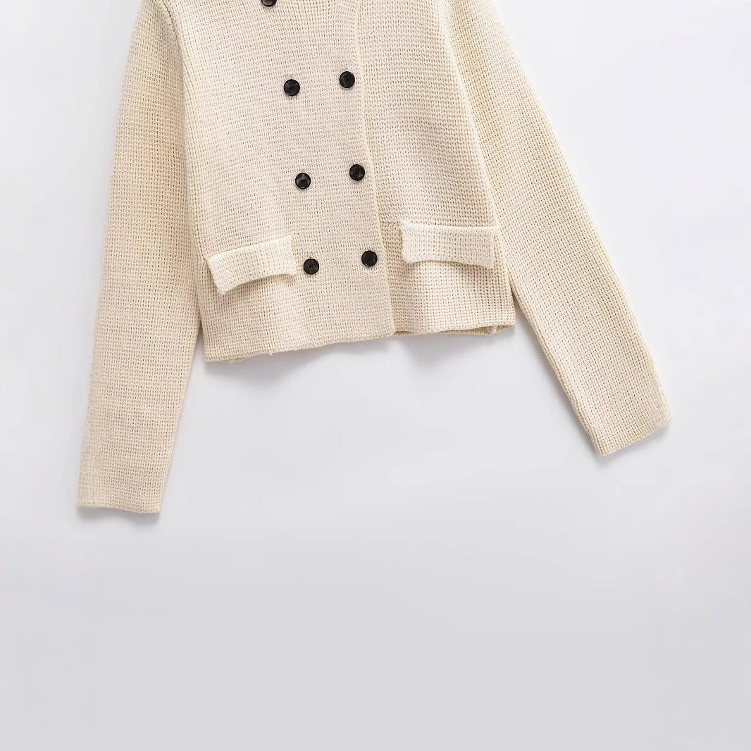 Women's Plain Stitch Lapel Cardigan Coat
