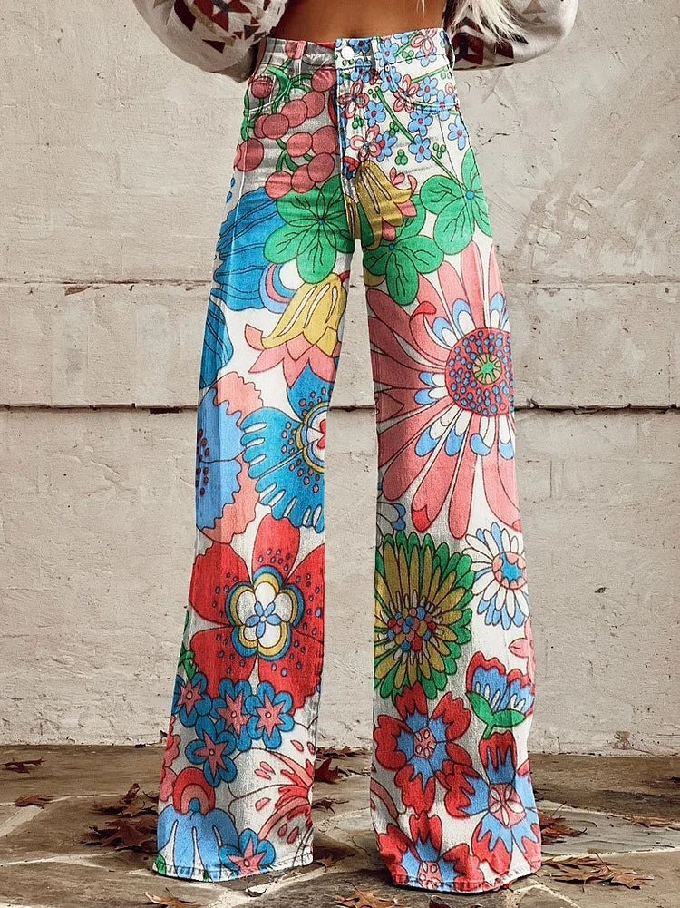 Plus-size Womens Casual Pants Lightweight Denim-look