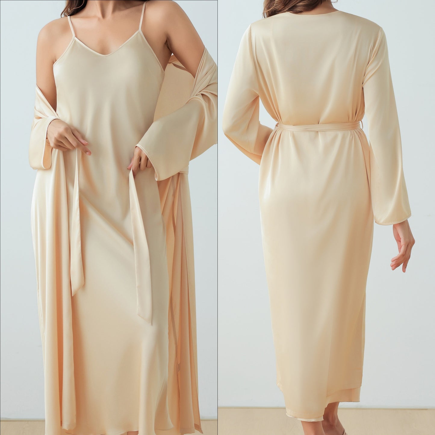 Satin Home Fashion Loose Cami Bathrobe Set