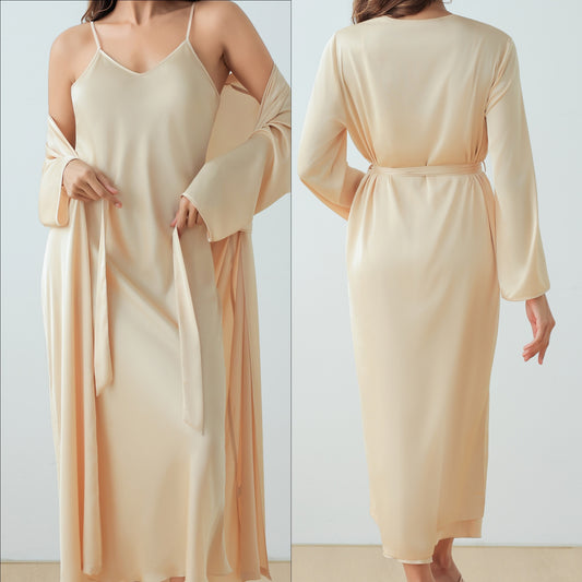 Satin Home Fashion Loose Cami Bathrobe Set