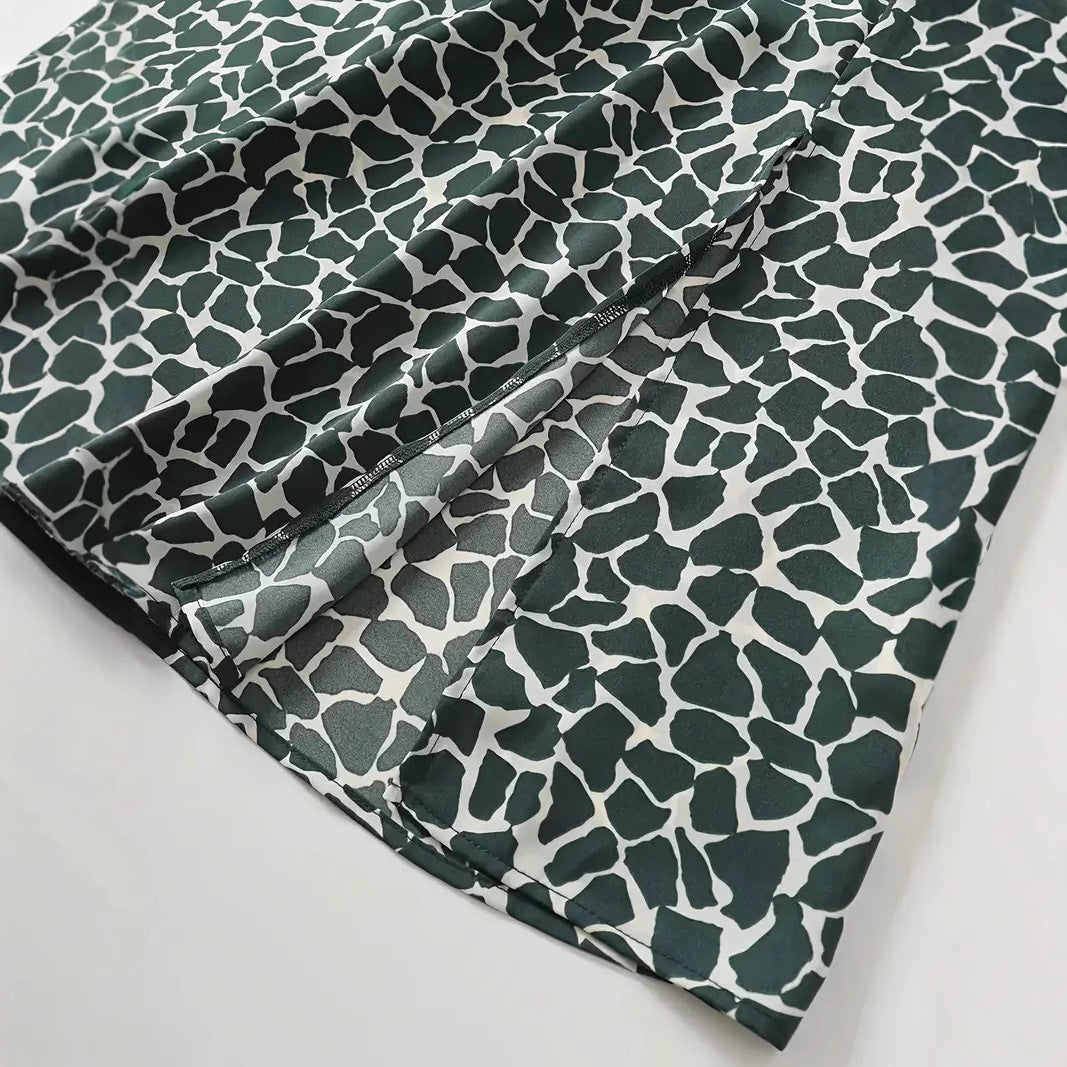 Leopard-print Womens Top And Skirt Set