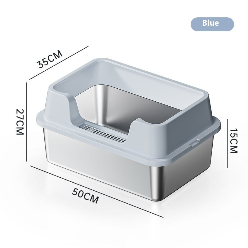 Stainless Steel Litter Box Open Deepening Semi-closed