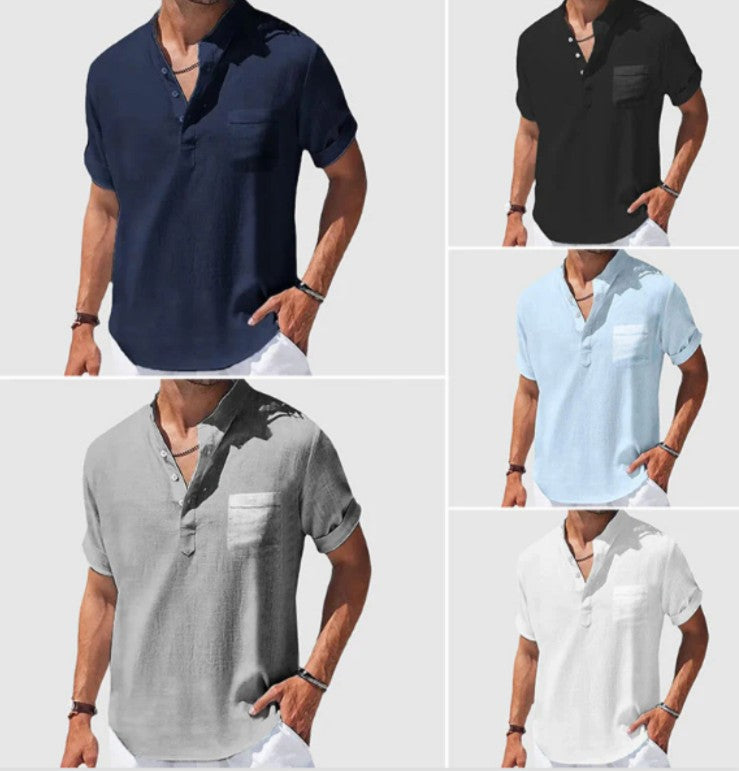 Loose Lapel Five-quarter Sleeve T-shirt