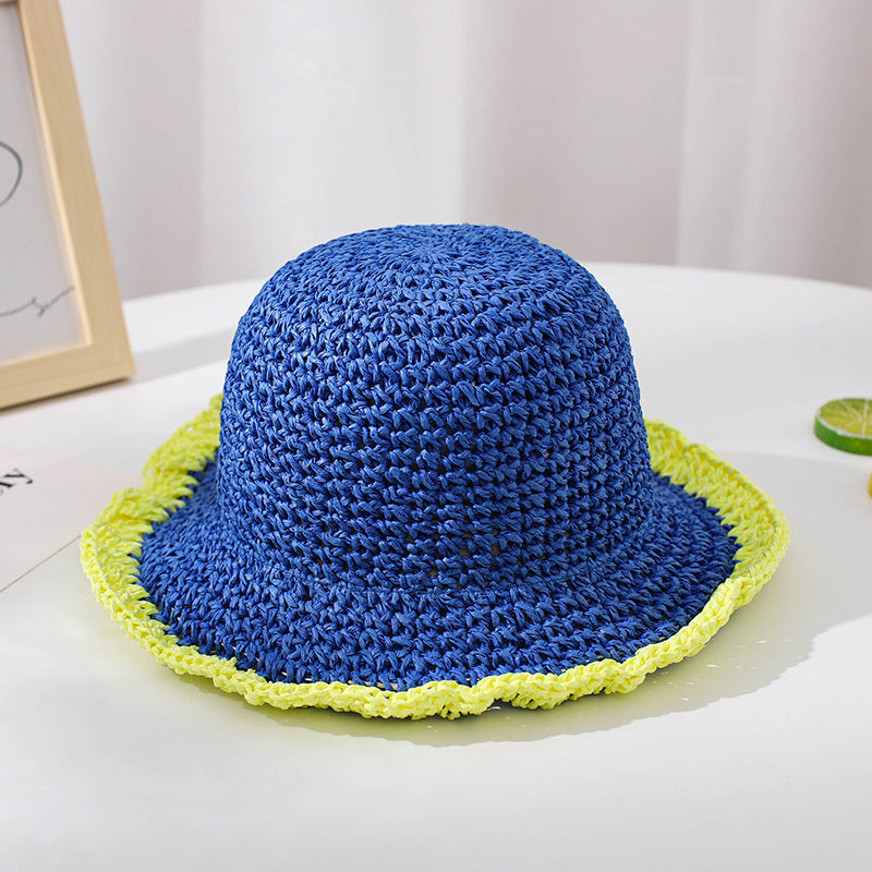 Colorblock Papyrus Foldable Children's Straw Hat