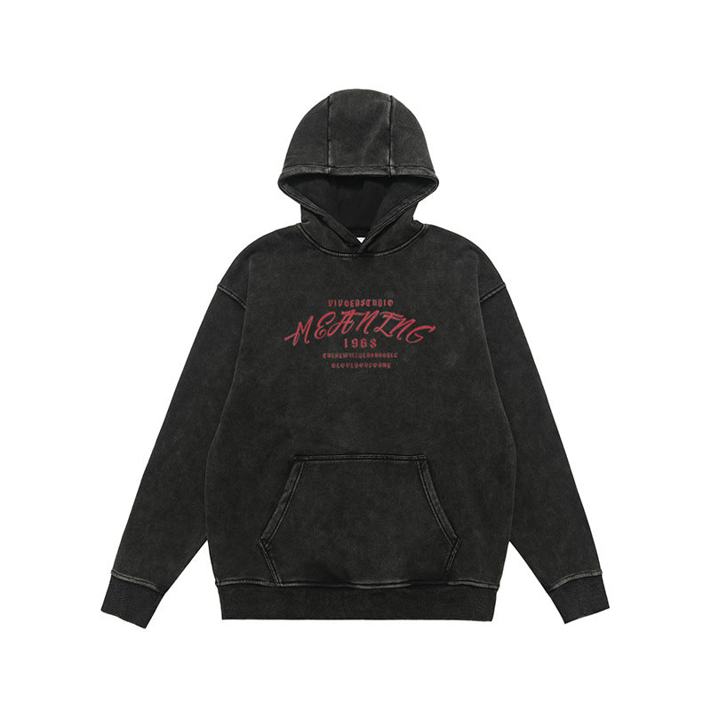 Amerikansk Street Letter Print Vasket Distressed Sweater