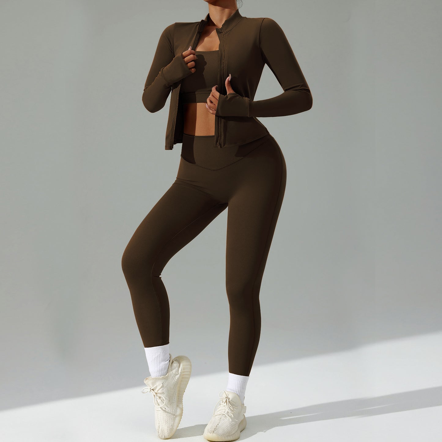 Cardigan Running Sports Quick-drying Workout Clothes Three-piece Suit