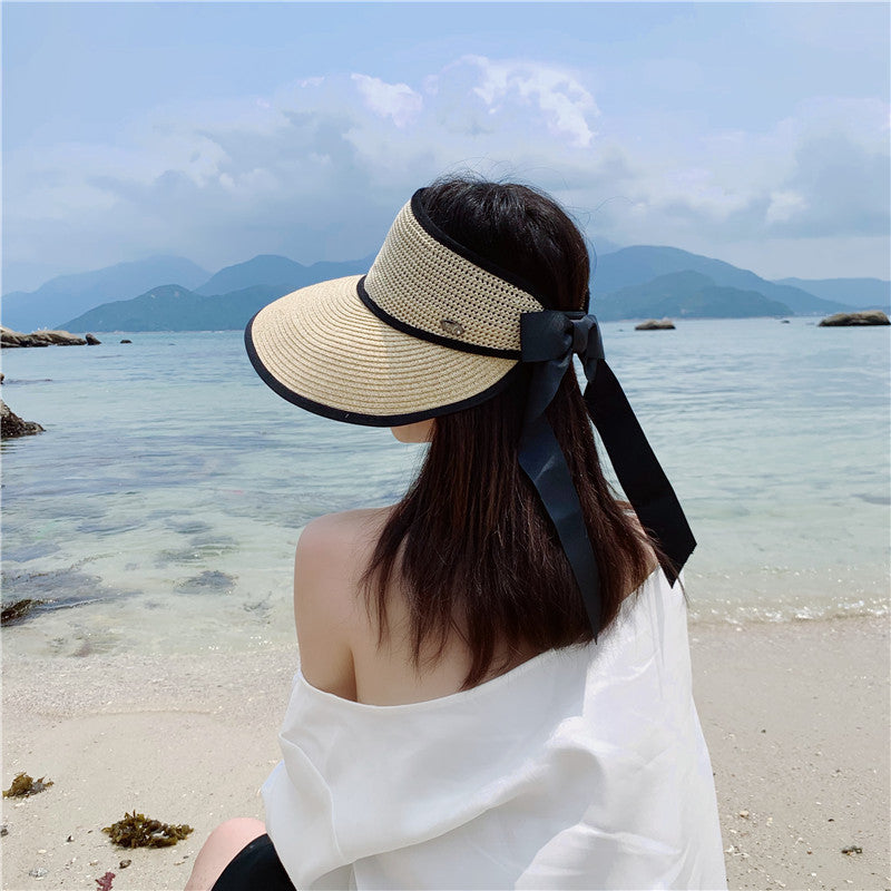 Ribbon Bow Brim Sun Hat Cycling Seaside