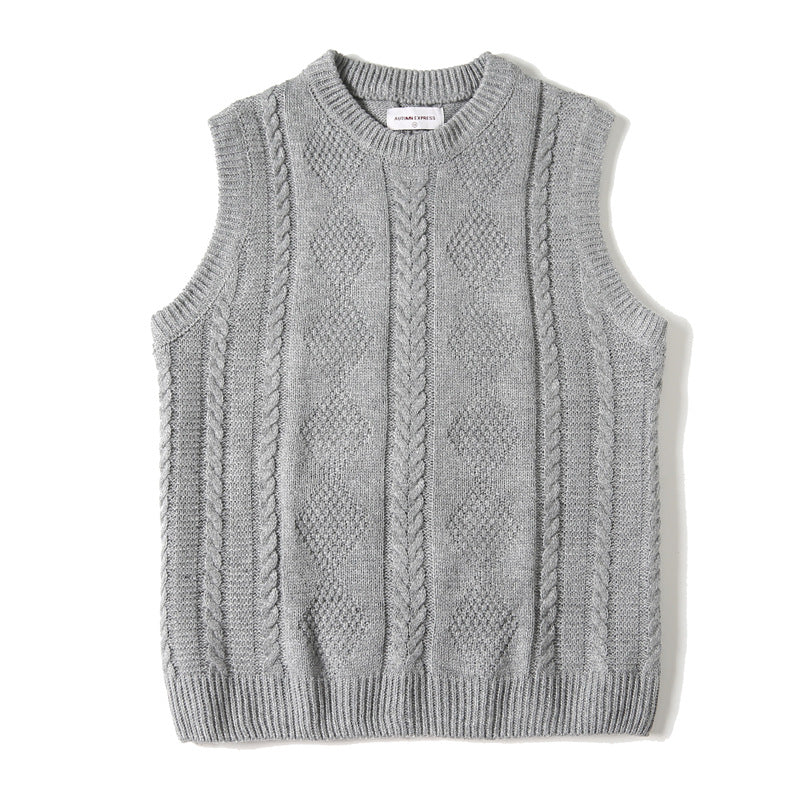 Jacquard Rundhalset Strikket Løs Tyk Cable-knit Sweater Vest Mode