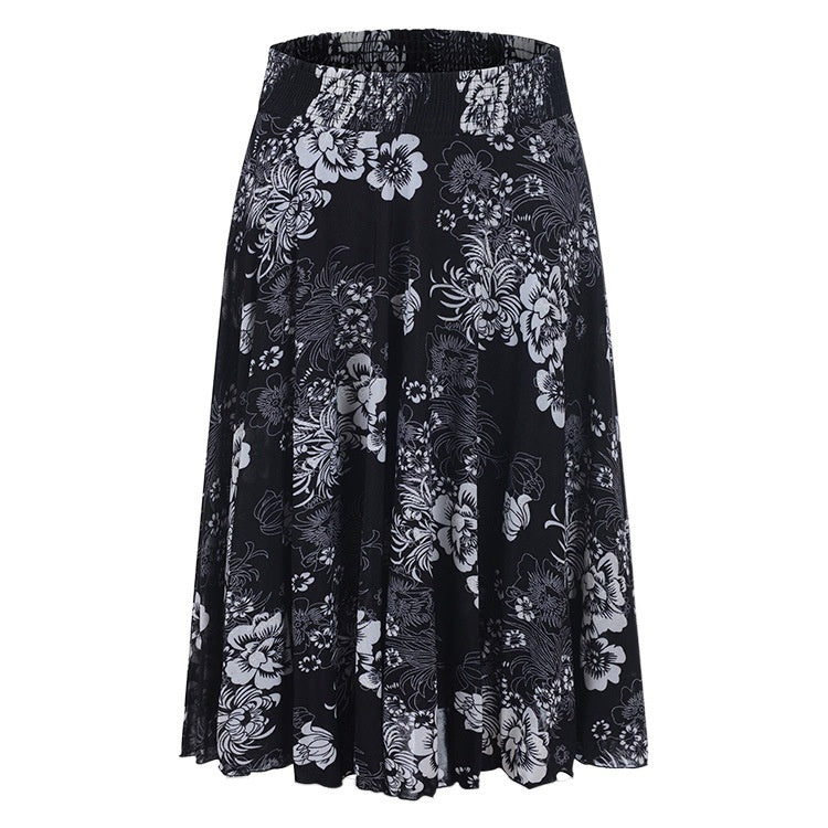 Mom Ice Silk Sundress Women's Skirt Middle-aged Skirt