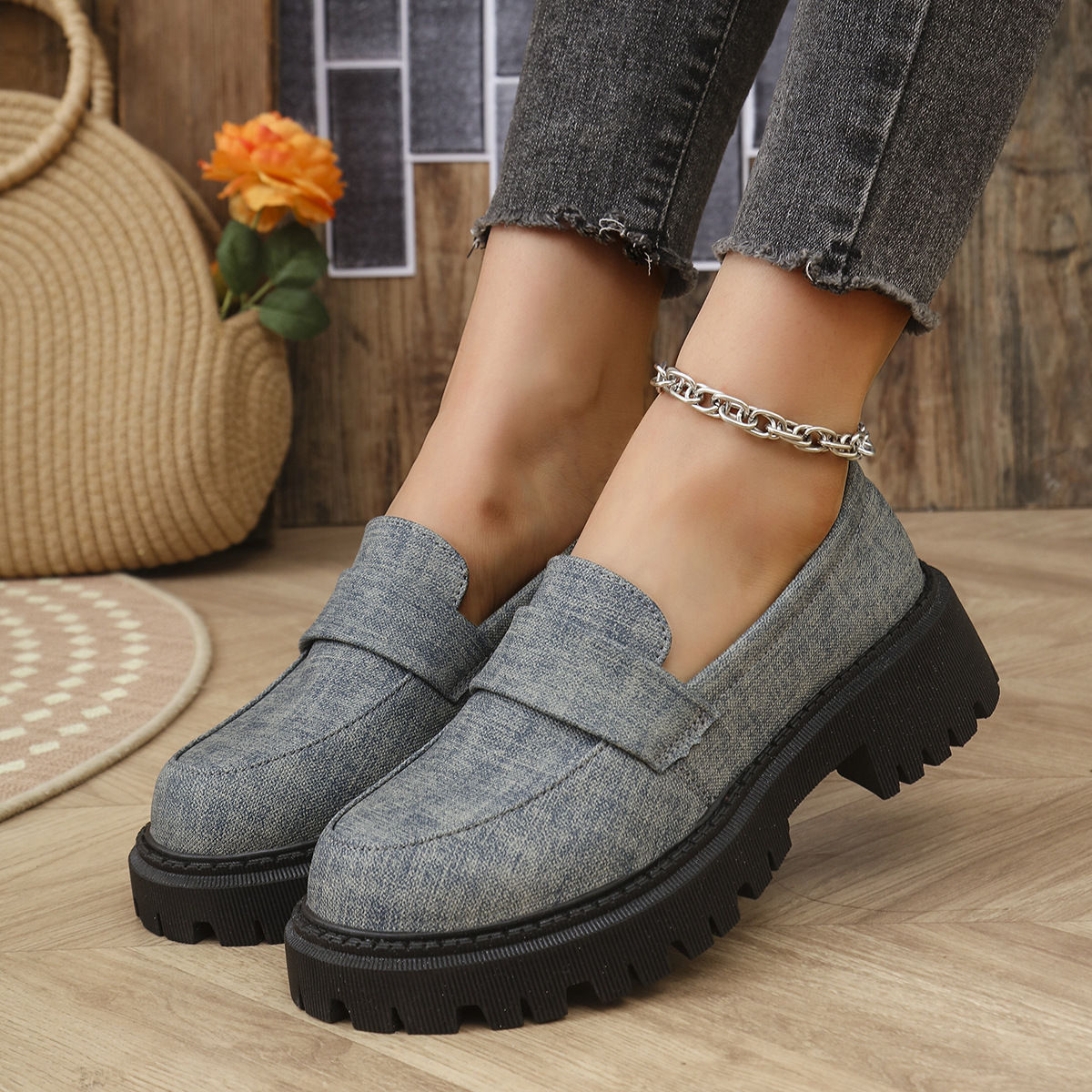 Retro Platform Loafers Casual Versatile Single-layer Shoes