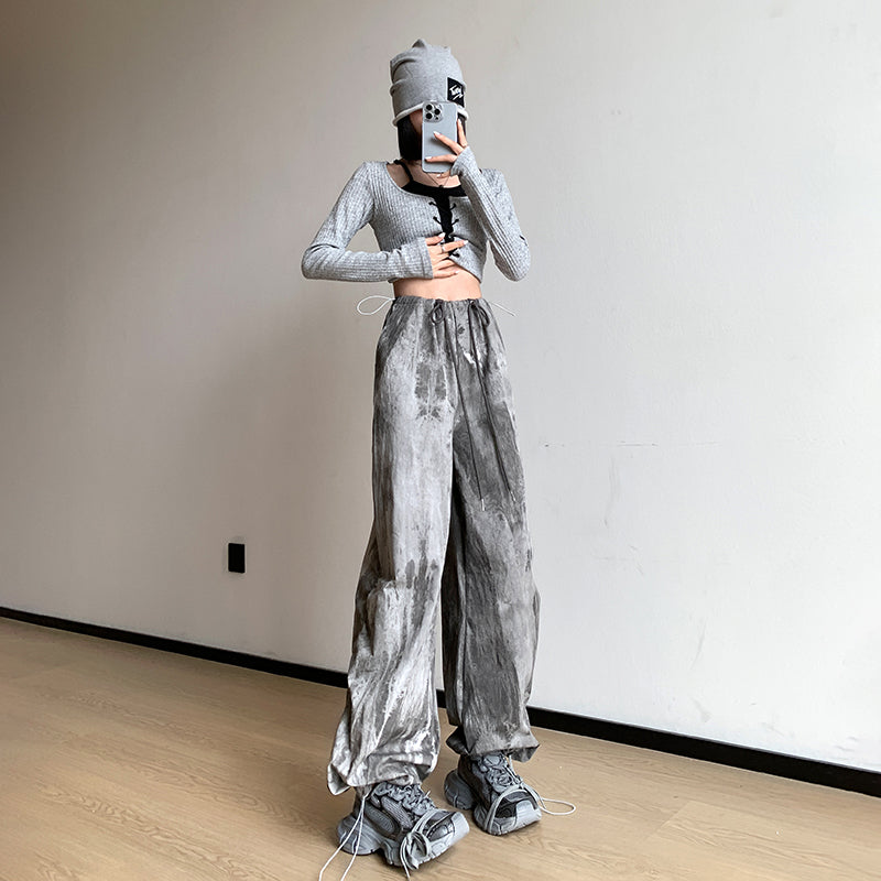 Retro Chinese Style Ink Tie-dye Overalls