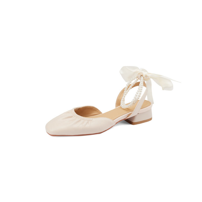 New Style French Mid-heel Toe Sandals Fairy Style