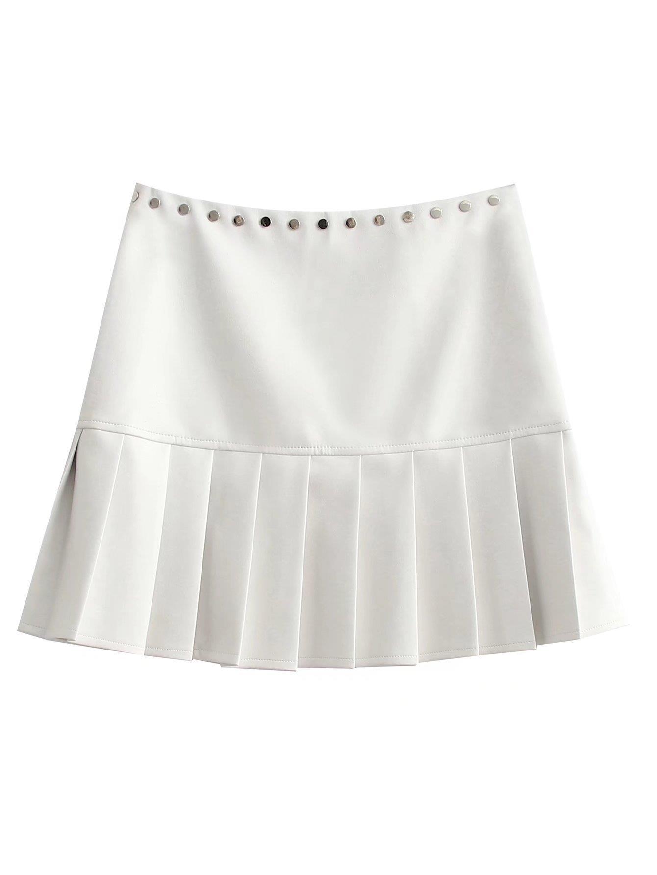 Zipper Split High Waist Mini Pleated Leather Skirt
