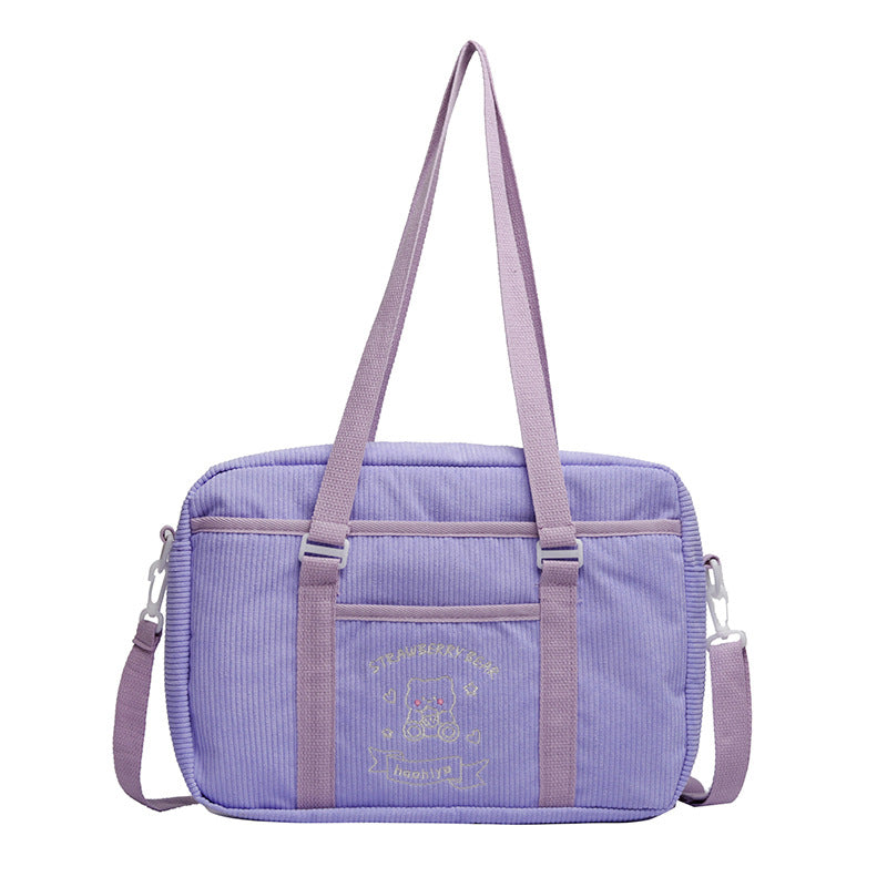 New Bear Embroidered One Shoulder Large Capacity Jk Uniform Bag