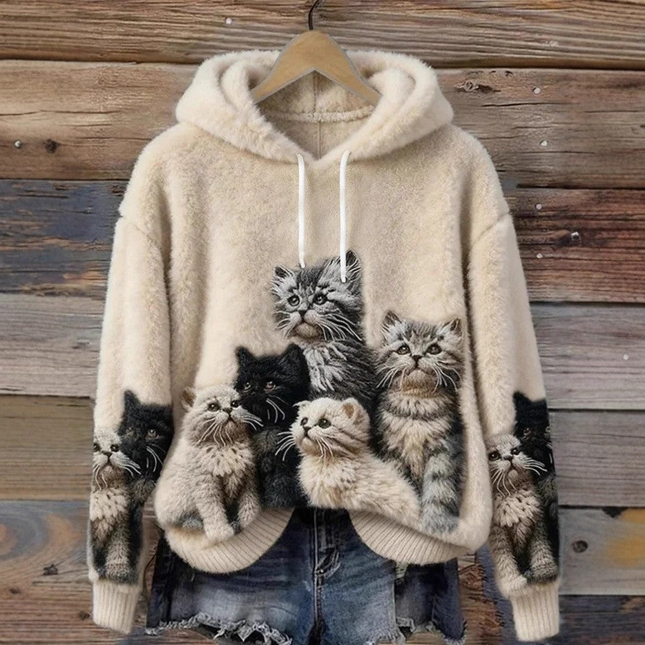 3D-printed Warm Loose-fitting Hoodie With Double Hoods For Cats