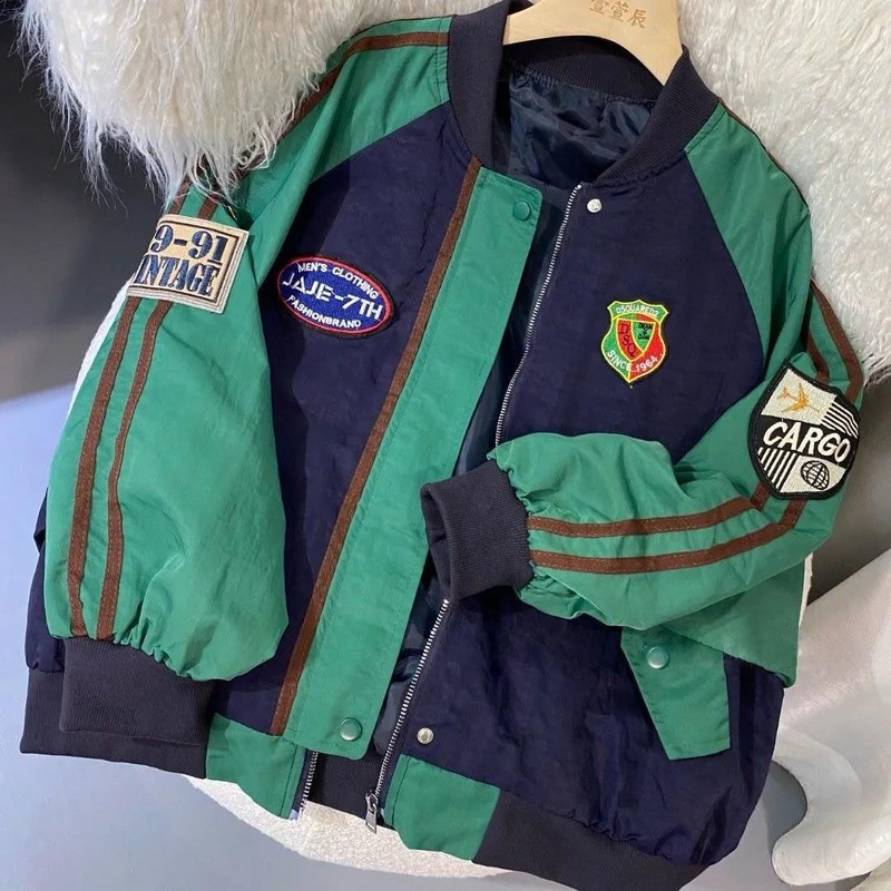 Women's Contrast Color Stitching Zipper Baseball Jacket