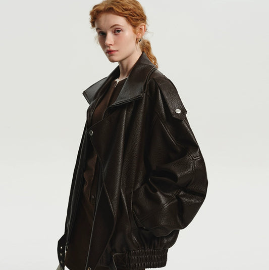 Fleece-lined, Padded Leather Jacket