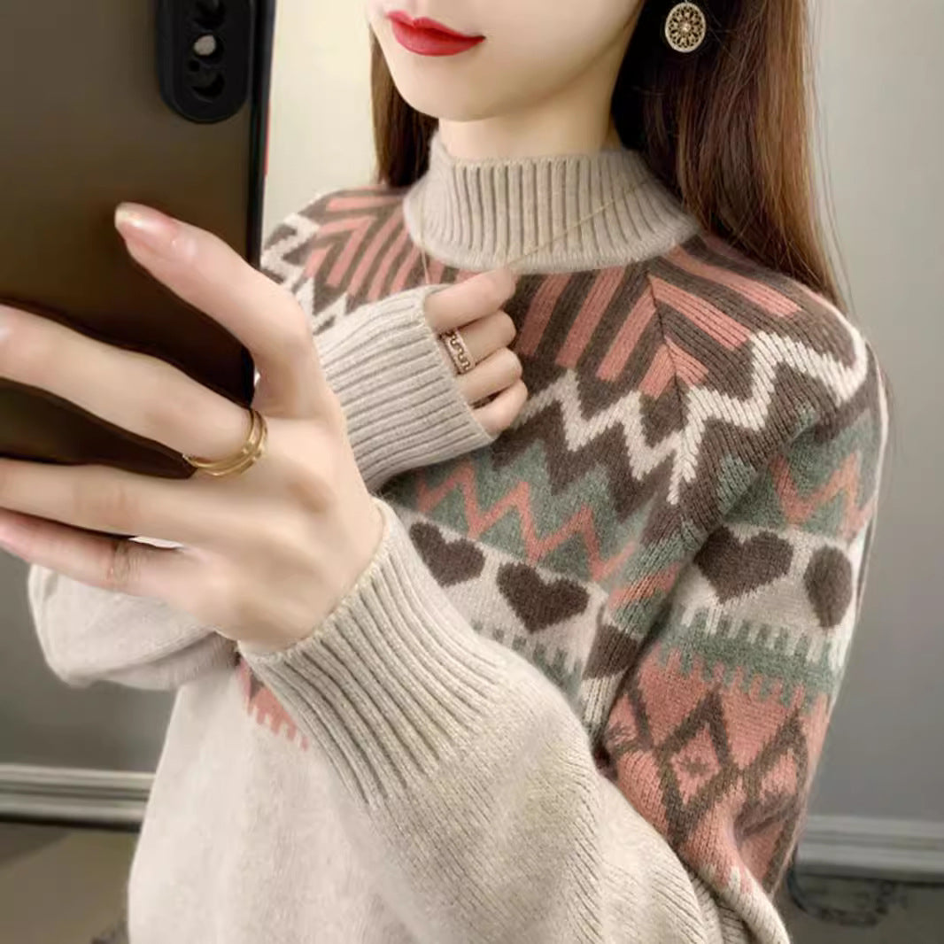4 Autumn And Winter New Jacquard Inner Cashmere Sweater Thickened