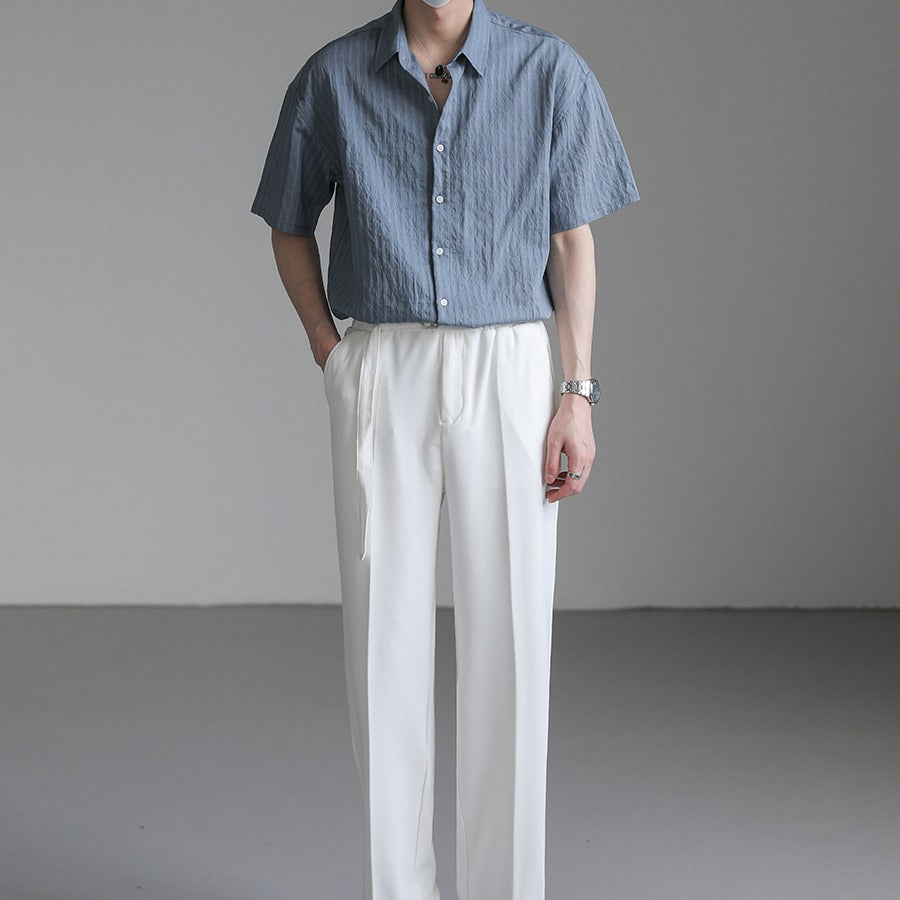 Lightly Mature-style Mens Shirt Jacket With A Draped, Mid-length Sleeve