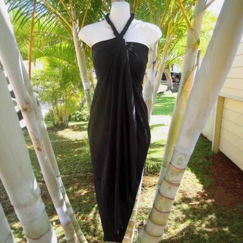Women's Beach Vacation Bottoming Belt Long Dress
