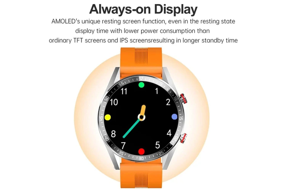 454*454 AMOLED Screen Smart Watch Always Display the Time Bluetooth Call Local Music Smartwatch for Men Android TWS Earphones - Mesh Belt Silver