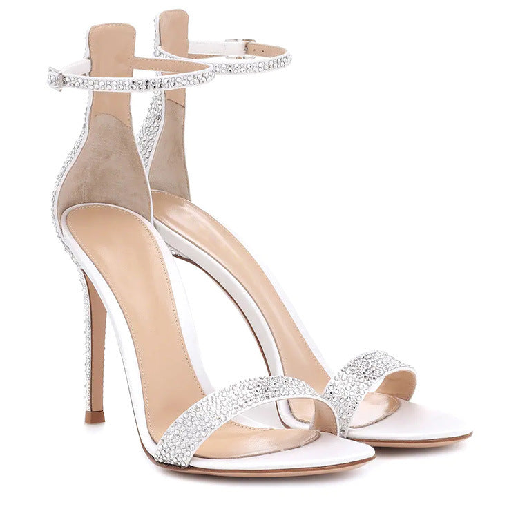 Women's Stiletto High Heel Sandals With Rhinestones