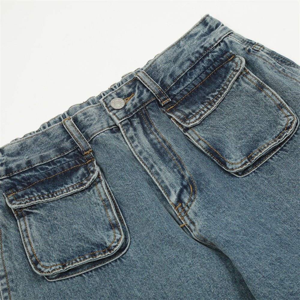 Men's Solid Color Multi-pocket Cargo Jeans
